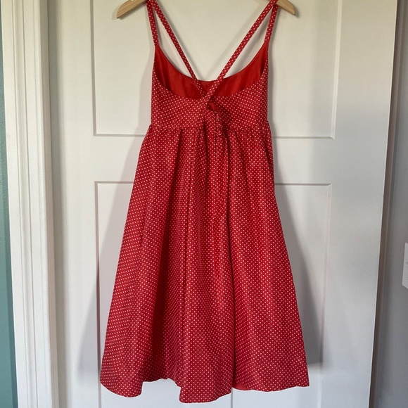 J Crew Silk orange-white polka dots Babydoll Ballerina Dress - Picture 2 of 9